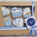 Poklon pakovanje medena srca plavo bela 6 kom.